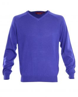 Purple Long Sleeve V Neck Sweater