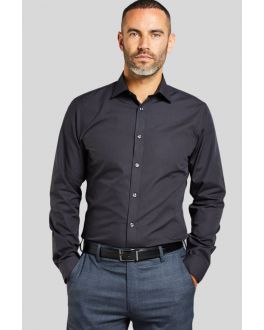Double Two Slim Fit Black Non Iron Long Sleeve Shirt