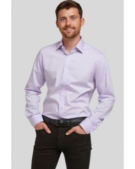 Double Two Double Cuff Lilac Non Iron Cotton Twill Shirt