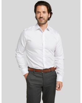 Double Two White Non Iron Slim Fit Cotton Twill Shirt