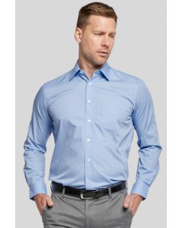 Double TWO Cornflower Blue Classic Cotton Blend Long Sleeve Shirt