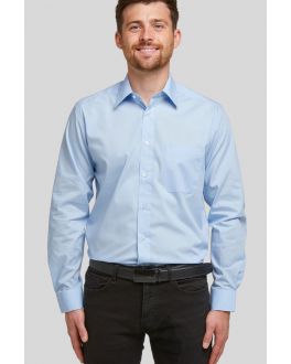 Double TWO Glacier Blue Classic Cotton Blend Long Sleeved Shirt