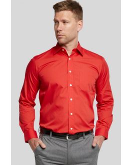 Men's Red Classic Cotton Blend Long Sleeve Shirt