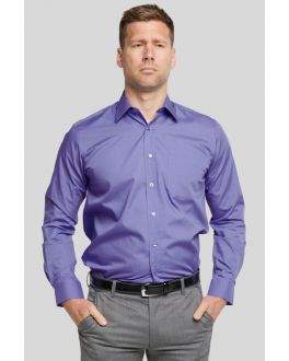 Double TWO Speedwell Blue Classic Cotton Blend Long Sleeved Shirt