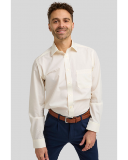 Double TWO Cream Long Sleeve Non-Iron Cotton Rich Shirt 