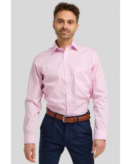 New Pink Long Sleeved Non-Iron Cotton Rich Shirt