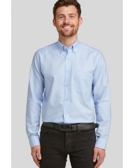 Blue Long Sleeve Non-Iron Button Down Oxford Cotton Rich Shirt