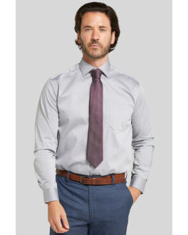 King Size Grey Cotton Twill Double Cuff Non-Iron Shirt