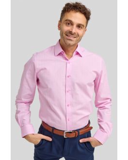 Tailored Fit Pink Cotton Prince of Wales Check Shirt
