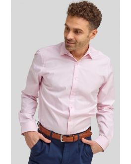 Stretch Slim Fit Pink Long Sleeve Formal Shirt