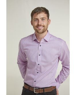 Tailored Fit Pink Double Stripe Long Sleeve Formal Shirt