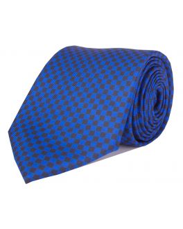 Navy Printed Check Patterned Tie