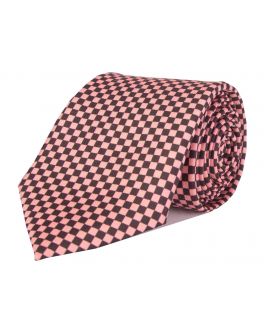 Pink Printed Check Patterned Tie