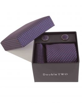 Purple Pin Dot Tie, Handkerchief and Cufflink Gift Set