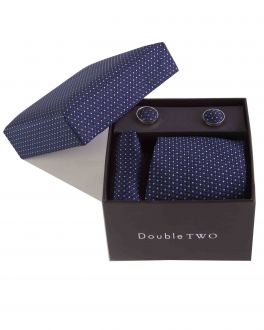 Blue Pin Dot Tie, Handkerchief and Cufflink Gift Set
