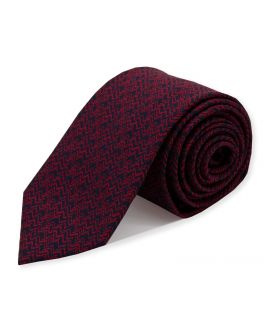 Red & Navy Blue Extra Long Patterned Tie