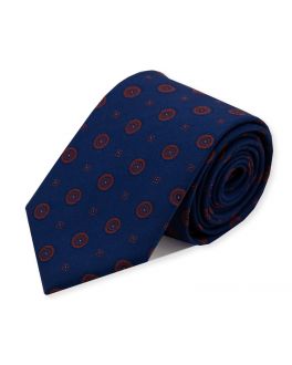 Navy Silk Circle Patterned Tie