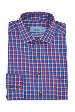 Red Twill Check Long Sleeve Casual Shirt