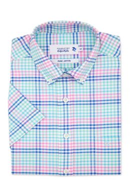 Multi-Coloured Gingham Check Short Sleeve Casual Shirt
