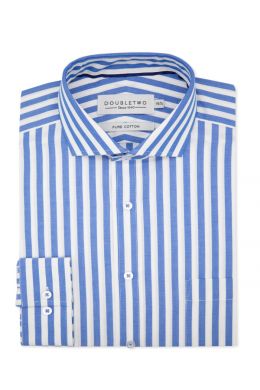 Blue Bold Striped Long Sleeve Formal Shirt