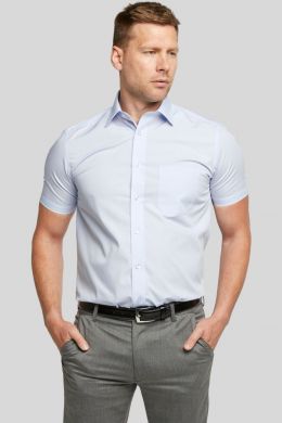 New Blue Short Sleeve Non-Iron Shirt Front