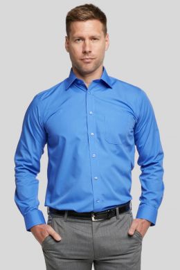 Double TWO Cobalt Blue Long Sleeved Non-Iron Cotton Rich Shirt