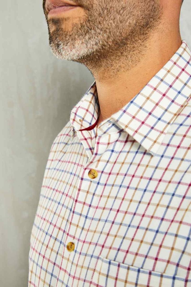 Men's Mustard Tattersall Check Warm Handle Shirt | Double TWO