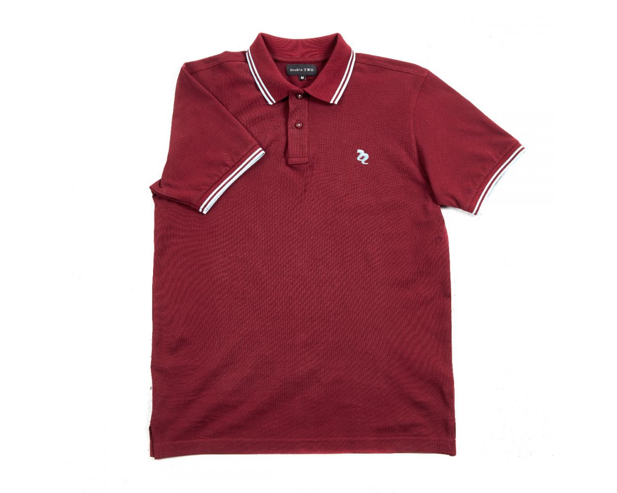 Burgundy Contrast Tipped Polo Shirt | Double TWO