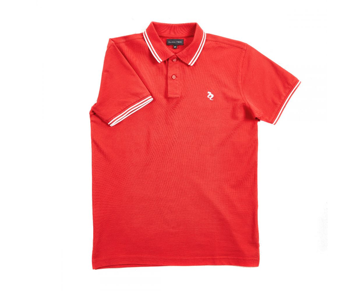 Red Contrast Tipped Polo Shirt | Double TWO