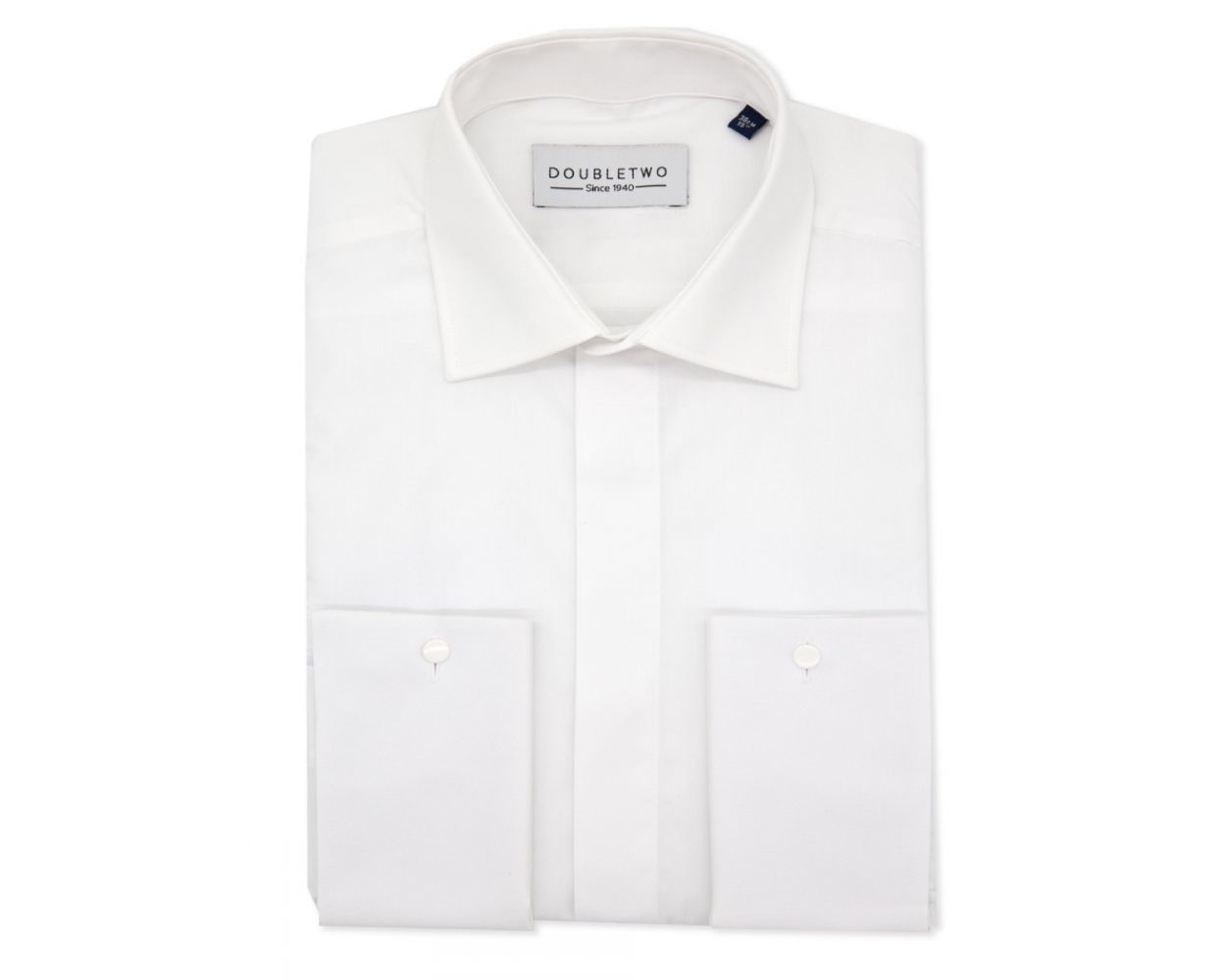 White Plain Front Dress Shirt | Double TWO