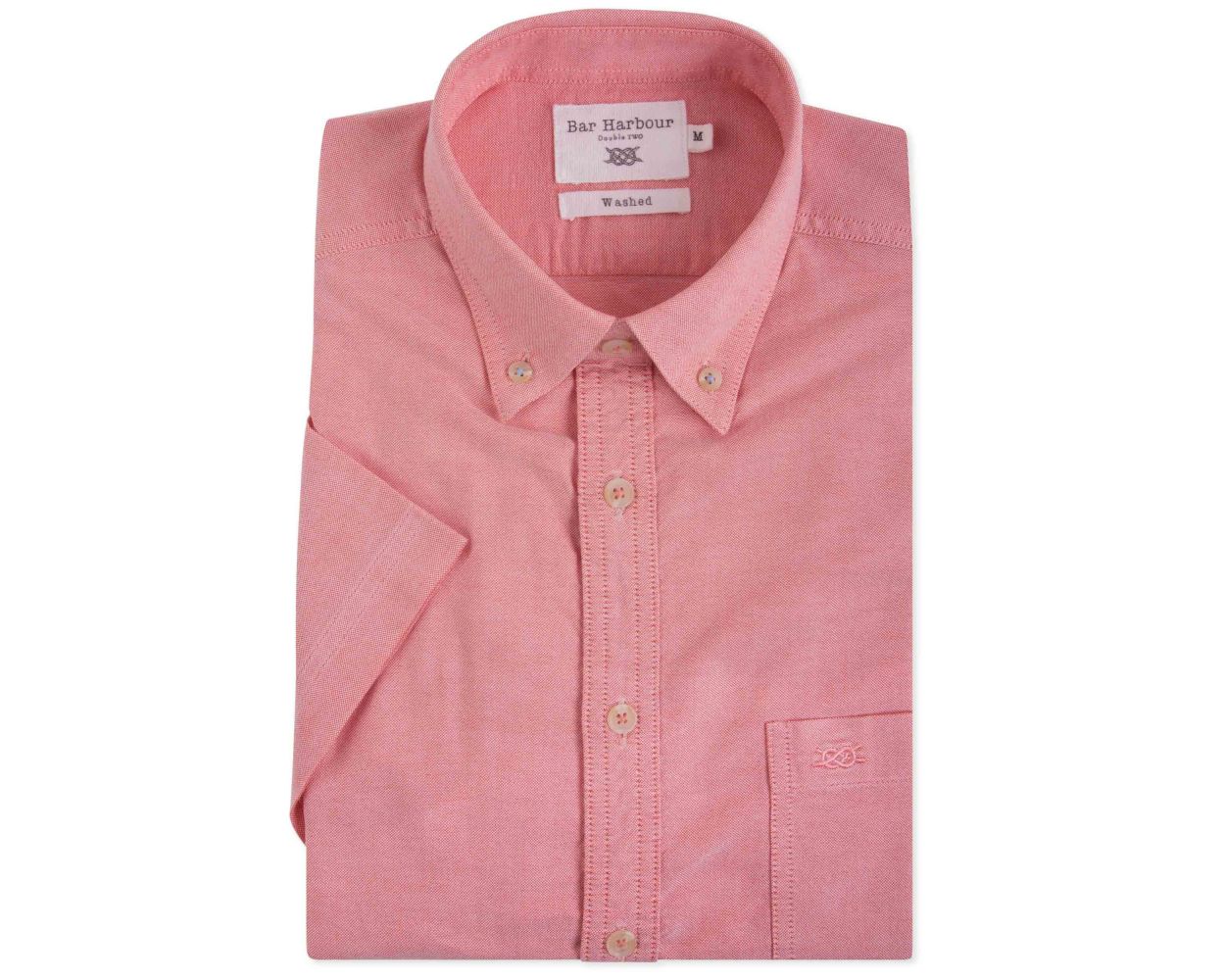 Men's Coral Oxford Short Sleeve Casual Shirt | Double TWO
