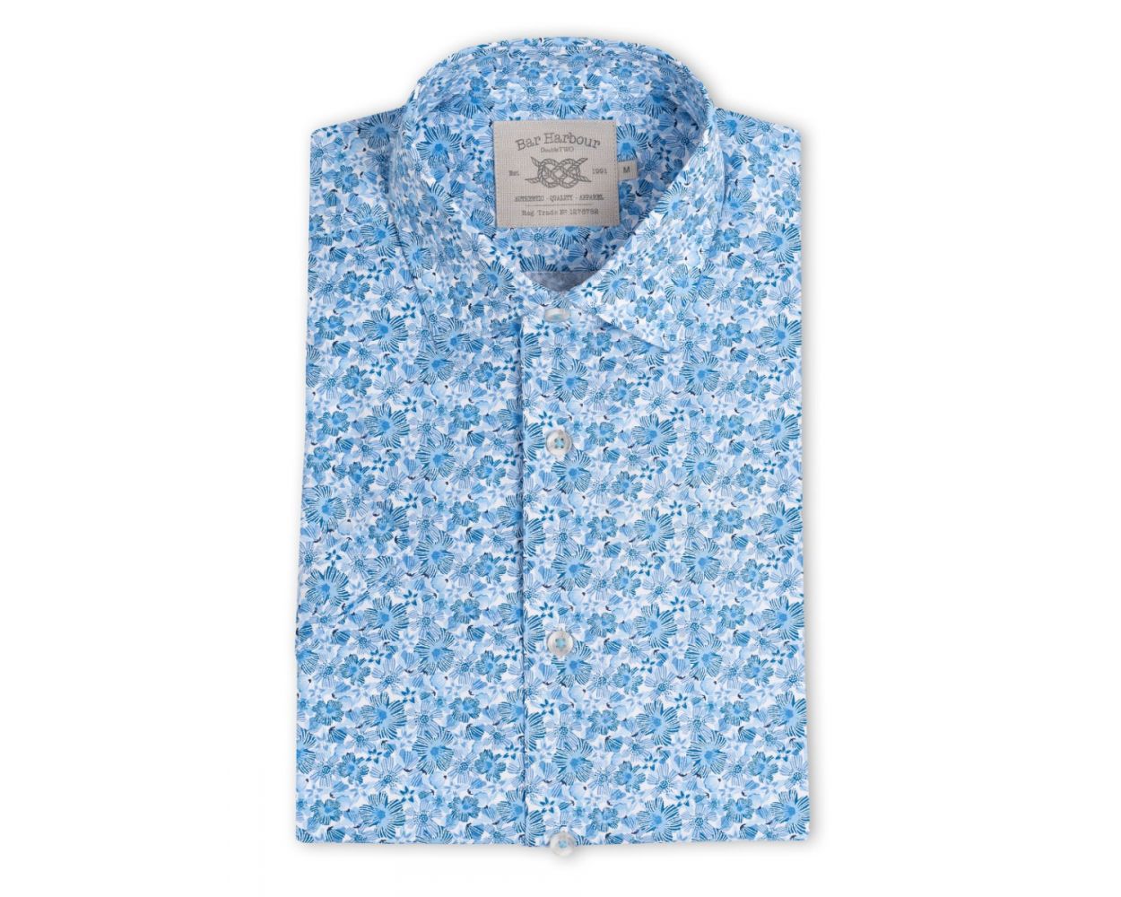 Blue Multi Floral Print Short Sleeve Casual Shirt | Double TWO