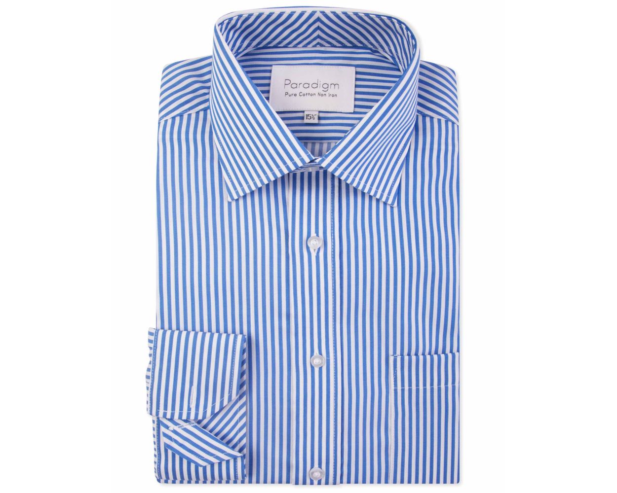 Paradigm Pure Cotton Non Iron Blue Stripe Formal Shirt Collar 18 to 21 Inches