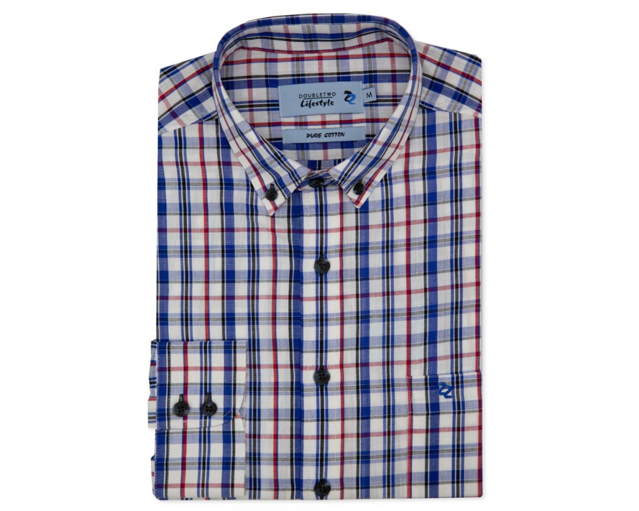 Red & Blue Check Long Sleeve Casual Shirt | Double TWO
