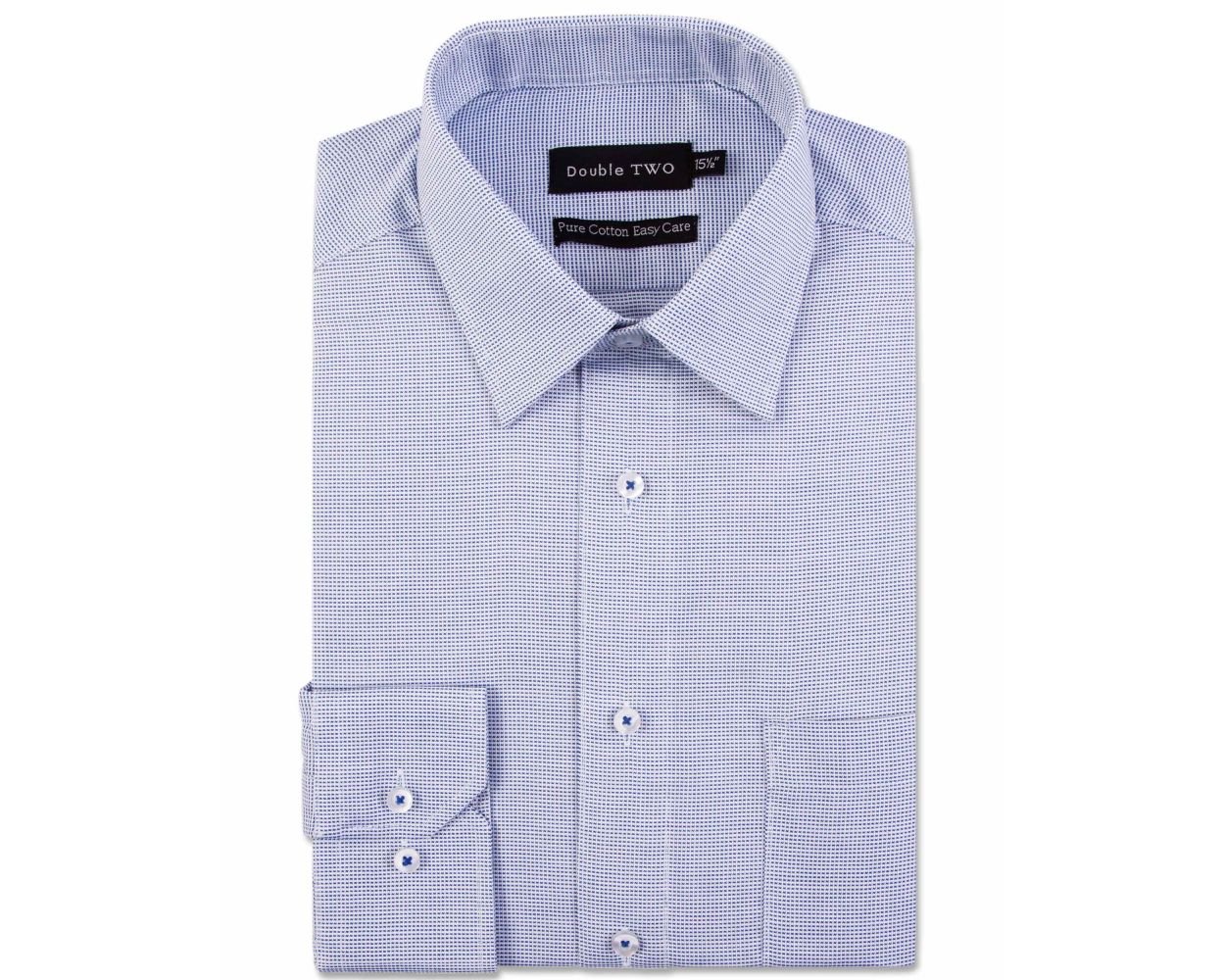 Navy Dobby Weave Formal Shirt | Double TWO