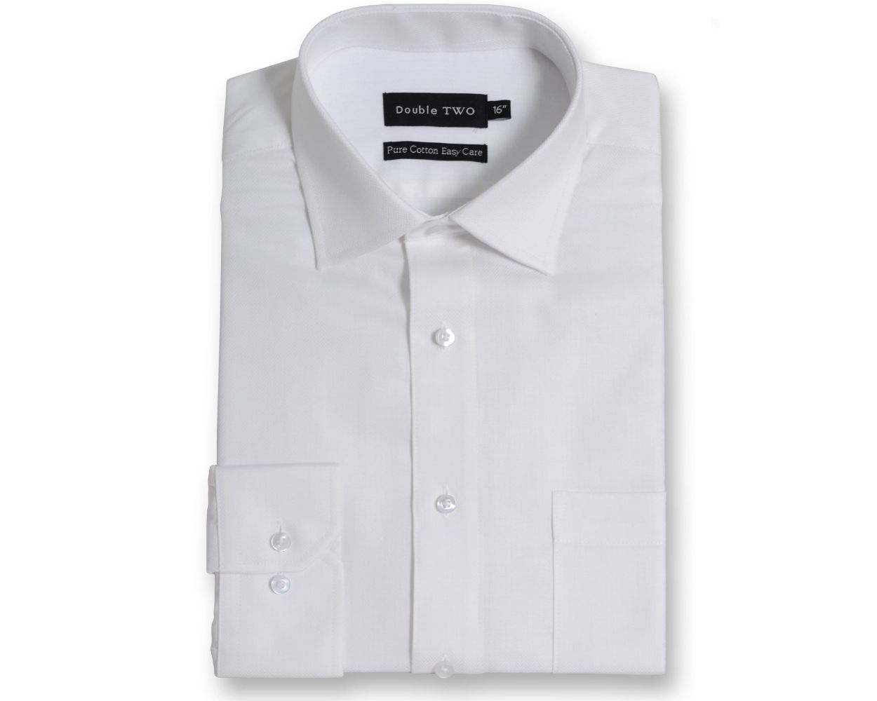 Men's White Herringbone Formal Shirt | Double TWO