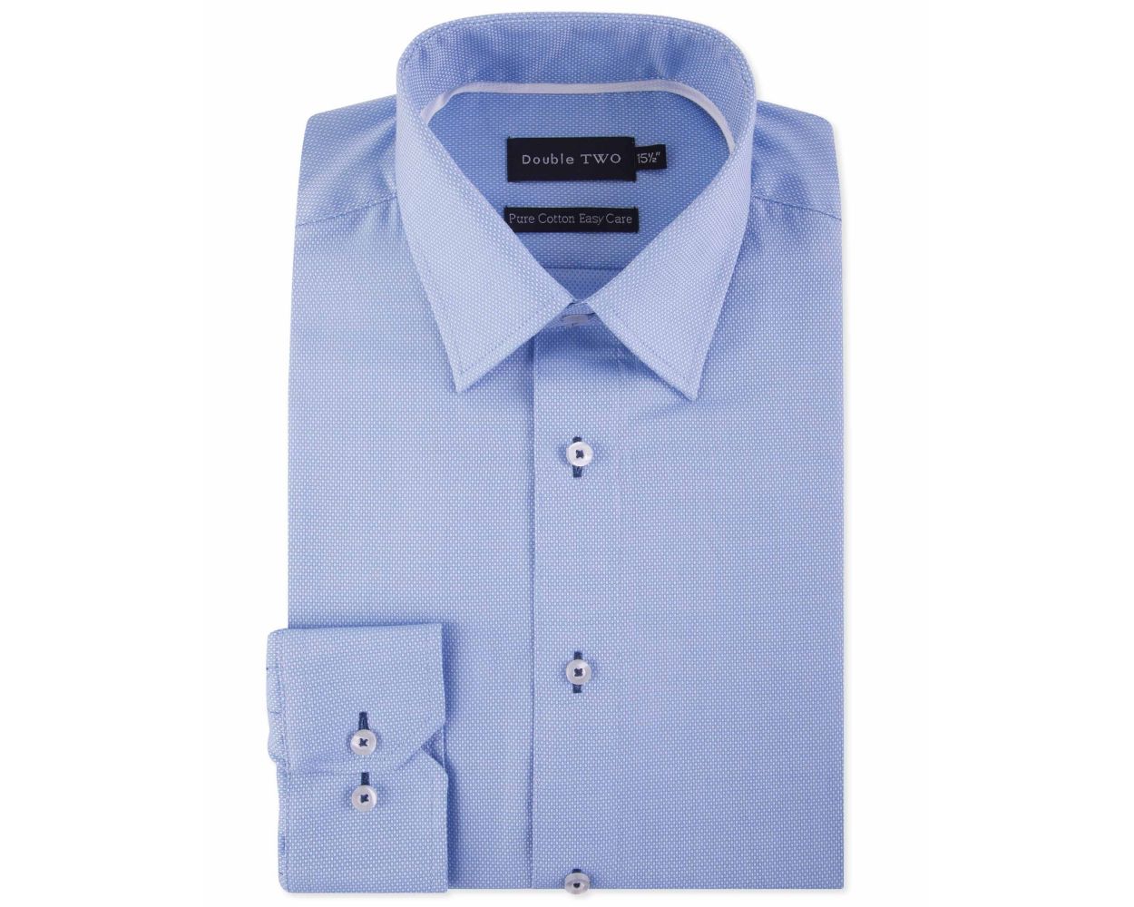 Men's Blue Birdseye Dobby Formal Shirt | Double TWO