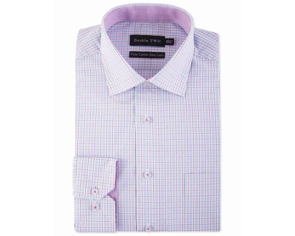 Men's Purple Grid Check Formal Shirt | Double TWO