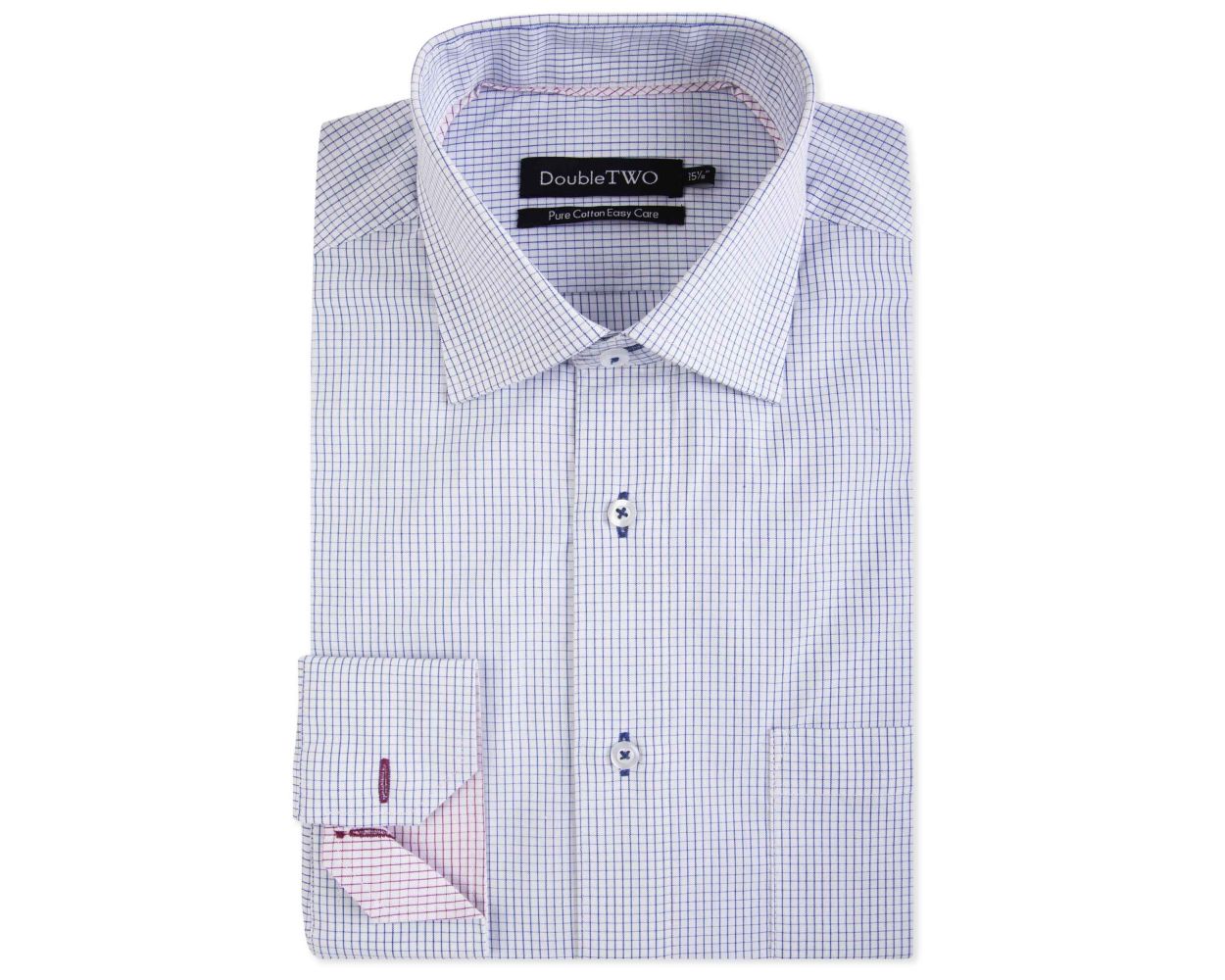 Men's Blue Linear Check Formal Shirt | Double TWO
