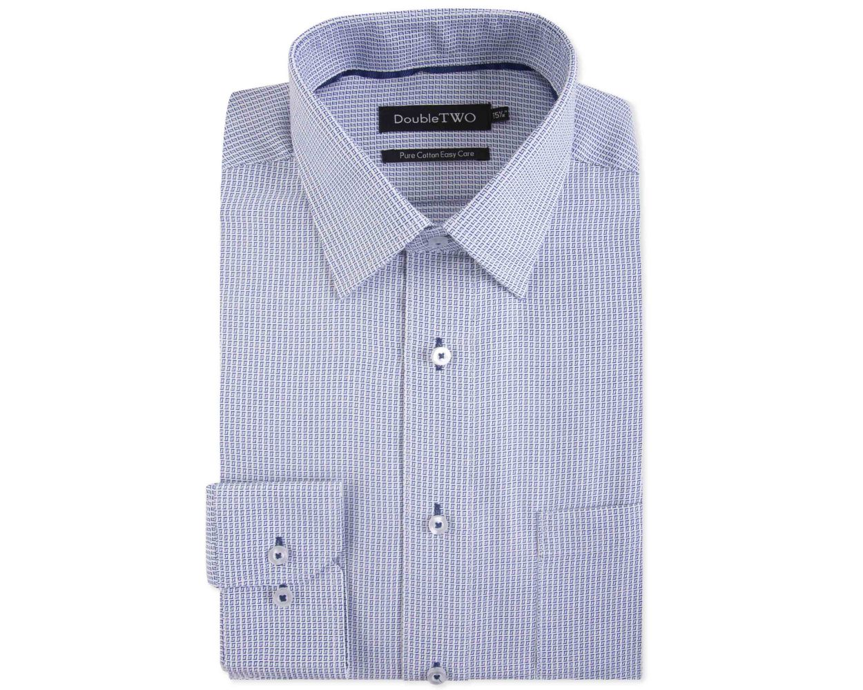 Men's Navy Textured Dobby Formal Shirt | Double TWO