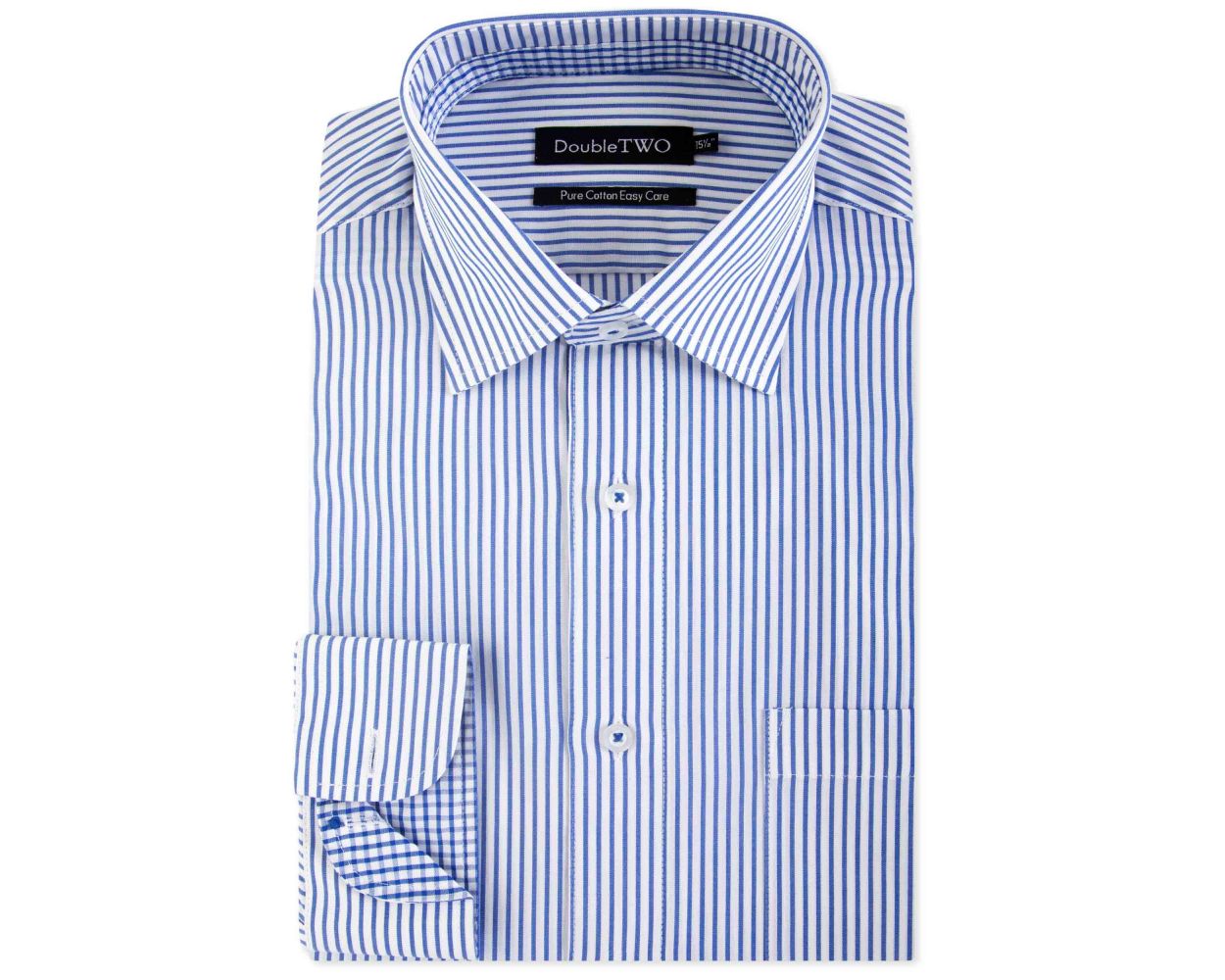 Men's Blue Candy Stripe Formal Shirt | Double TWO