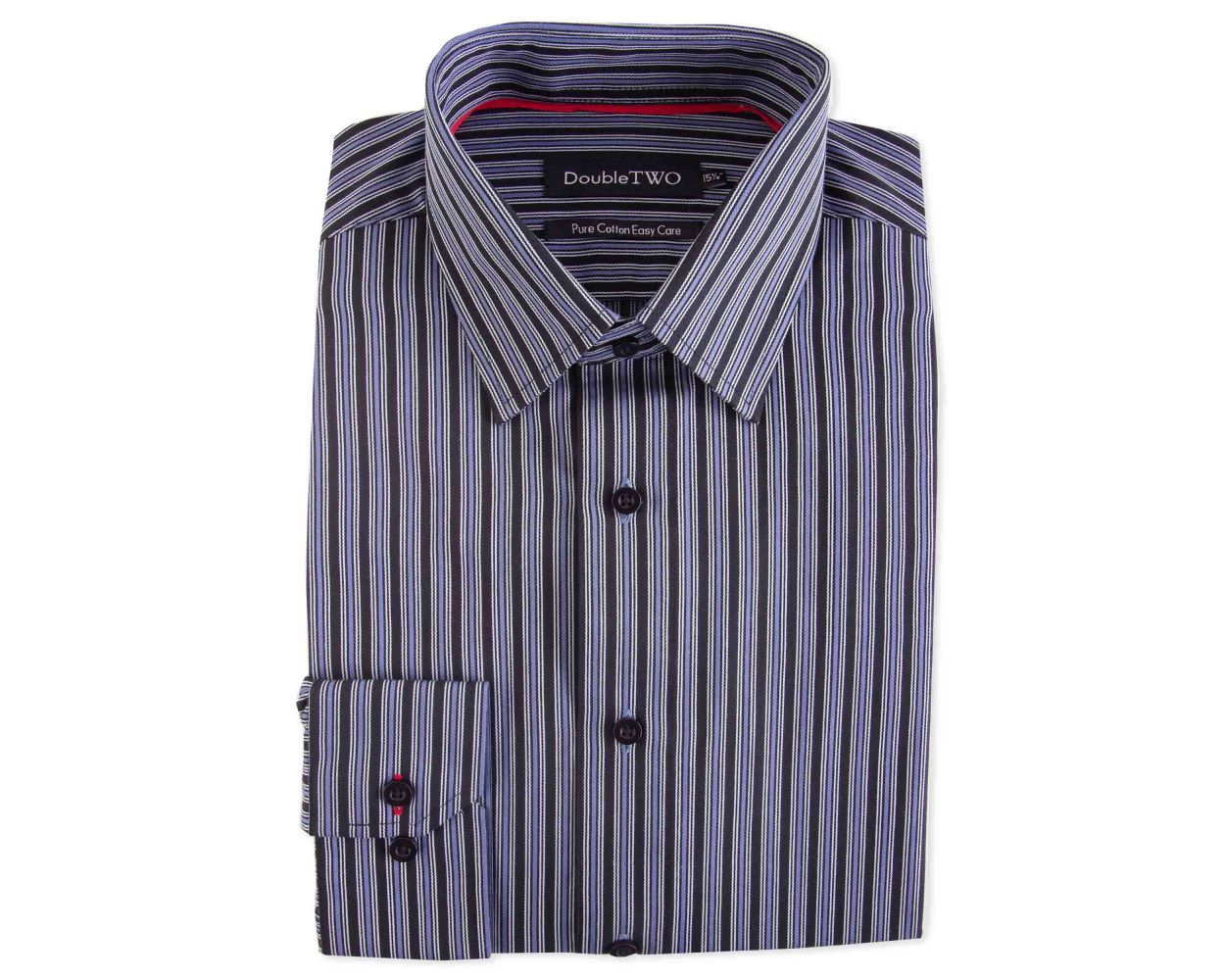 Men's Black Varied Satin Stripe Formal Shirt | Double TWO
