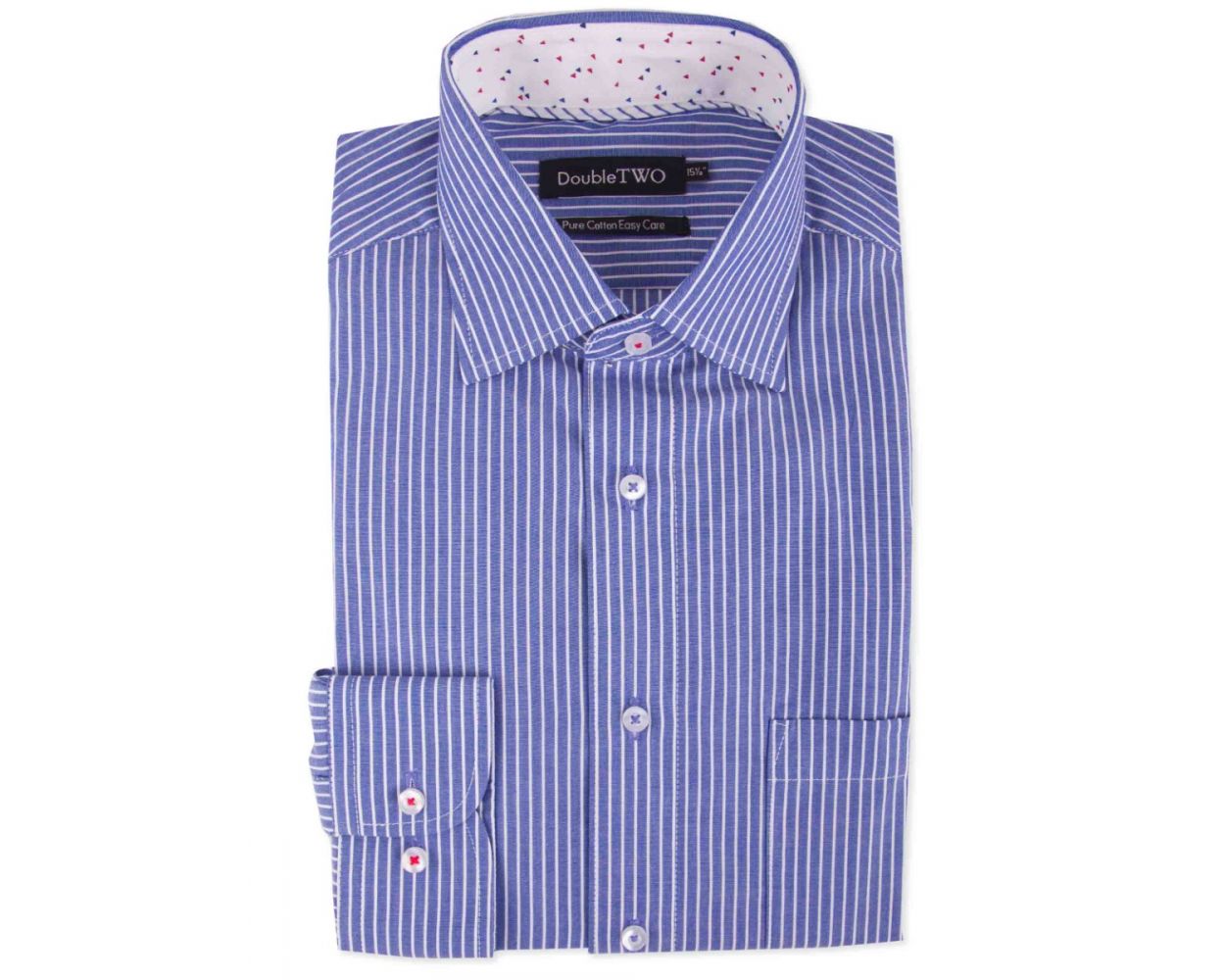Blue and White Pin Stripe Formal Shirt | Double TWO