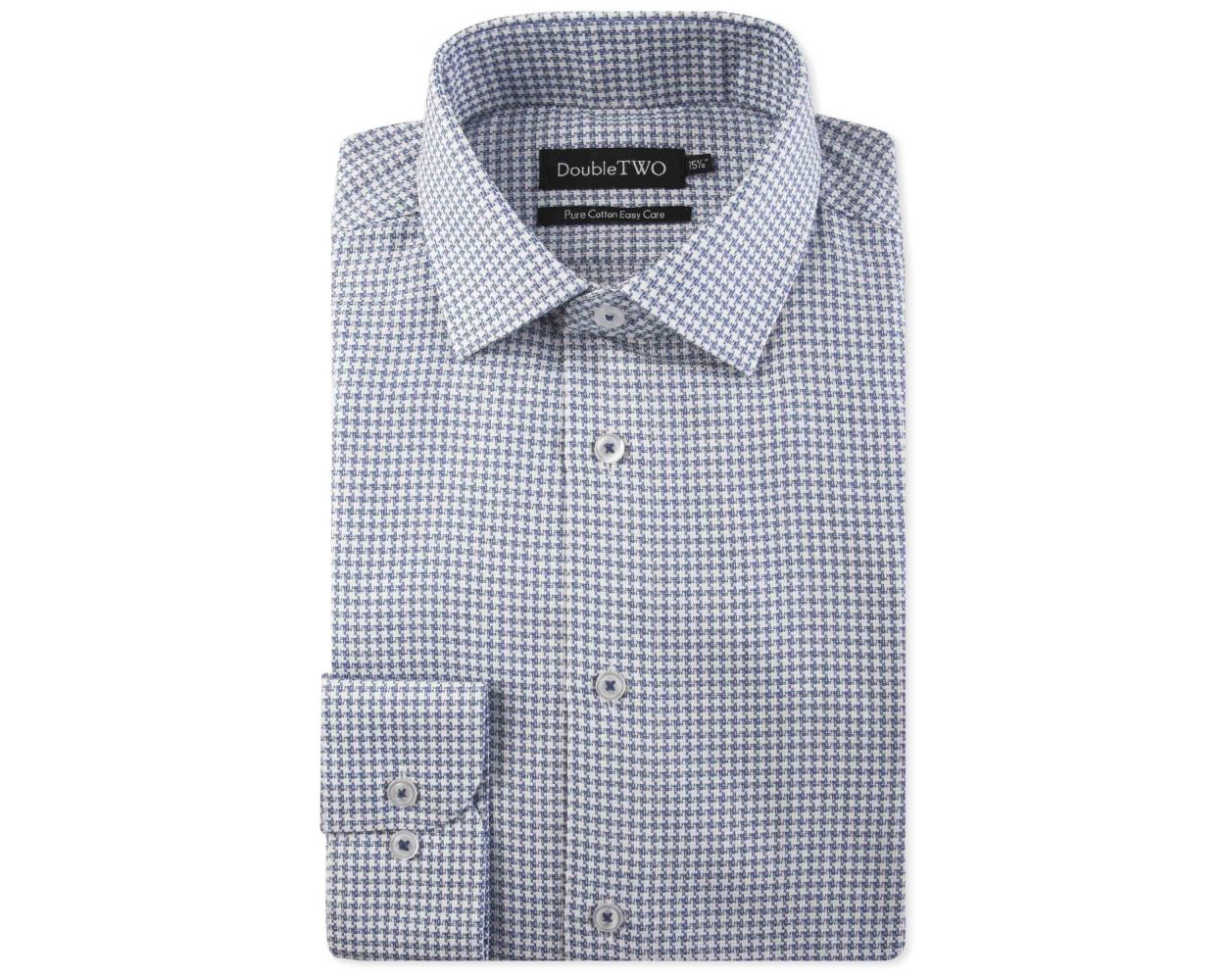 Men's 100% Cotton Grey Dogtooth Formal Shirt | Double TWO