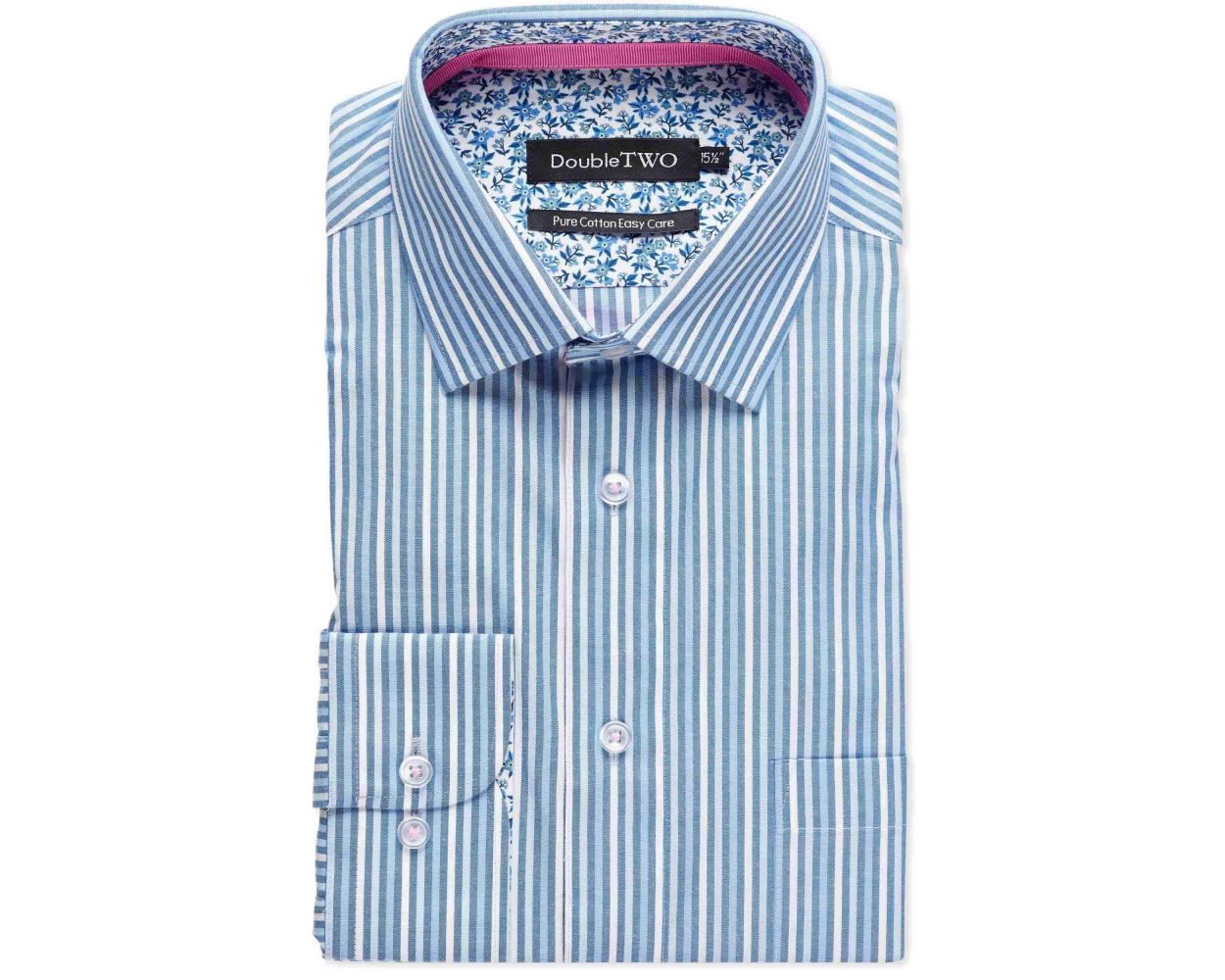 Men's Blue Shaded Stripe Formal Shirt | Double TWO