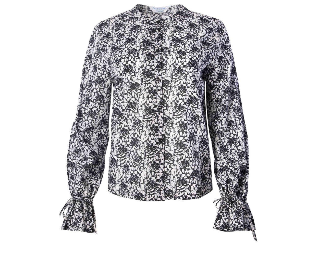 Charcoal Sketched Rose Print Women's Blouse | Double TWO