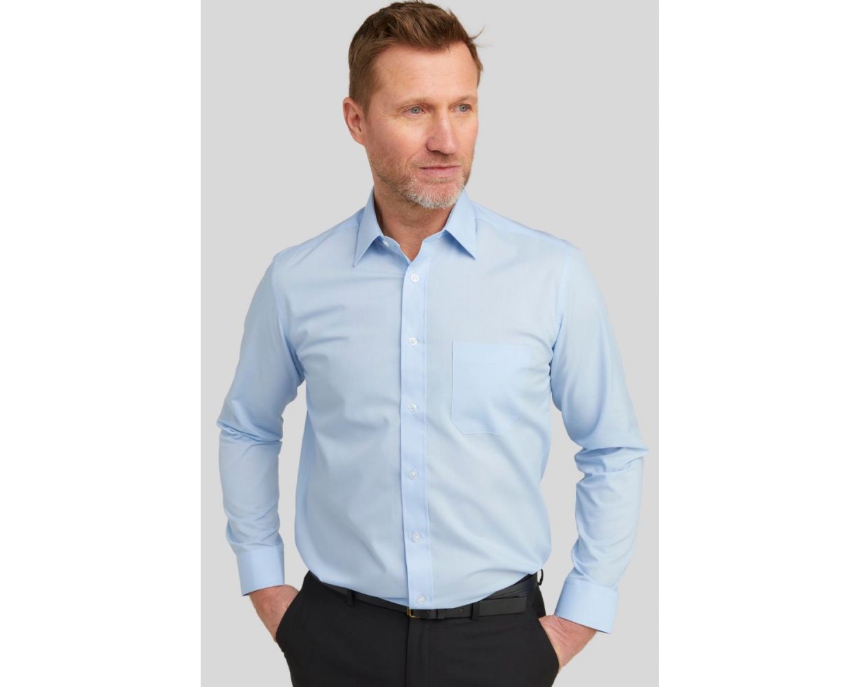 Men's Glacier Blue Tall Fit Long Sleeved Shirt | Double TWO