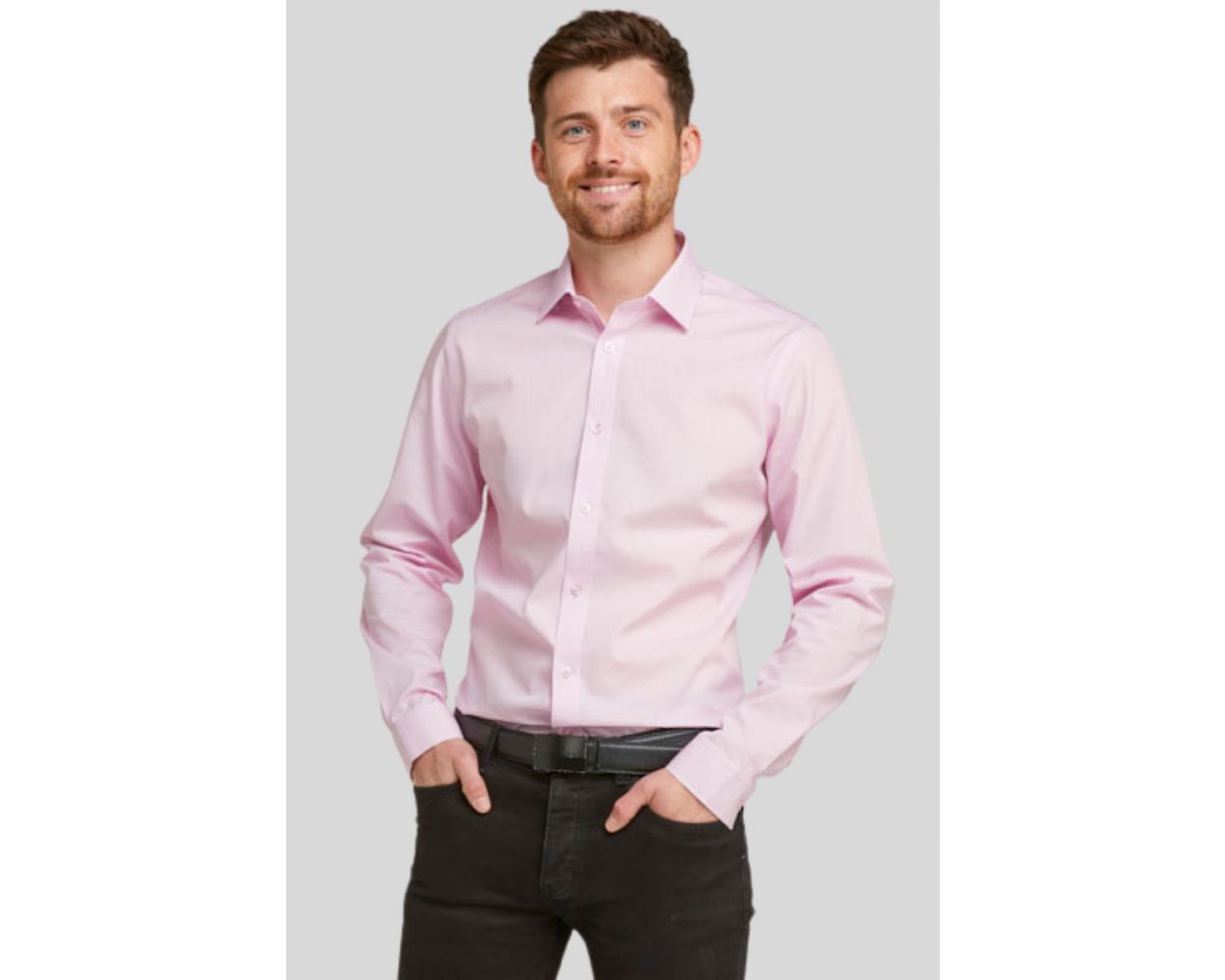 Slim Fit Pink Long Sleeve Non-Iron Shirt