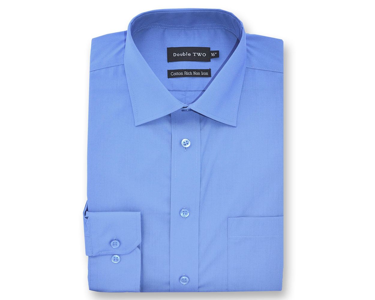 Men's Cornflower Blue Long Sleeved Non-Iron Shirt | Double TWO