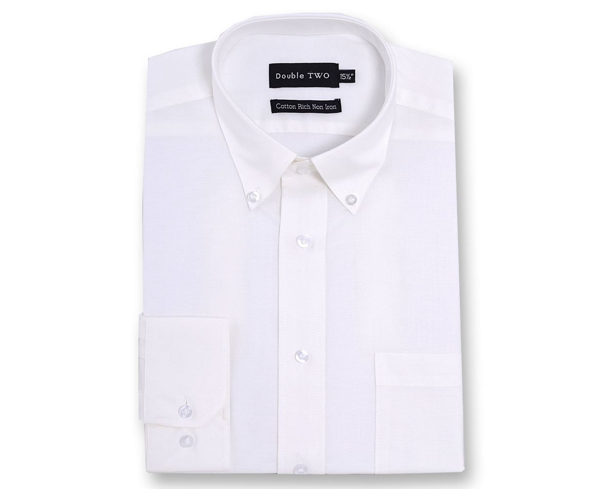 Men's White Non-Iron Button Down Oxford Shirt | Double TWO